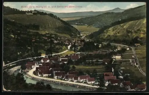 AK Eberstein /Murgtal, Ortsansicht mit Schloss Eberstein