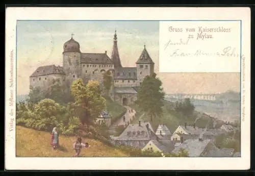 Künstler-AK Mylau, Kaiserschloss