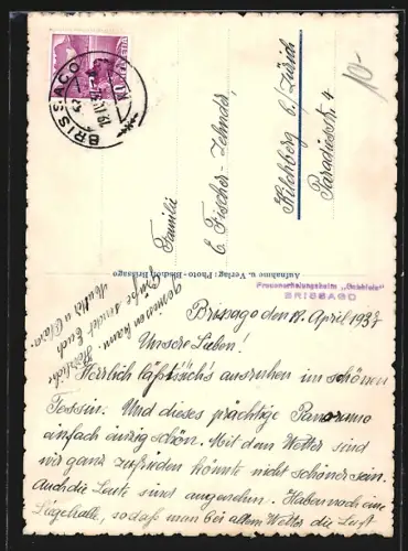 AK Brissago /Lago Maggiore, Panorama mit Bergen