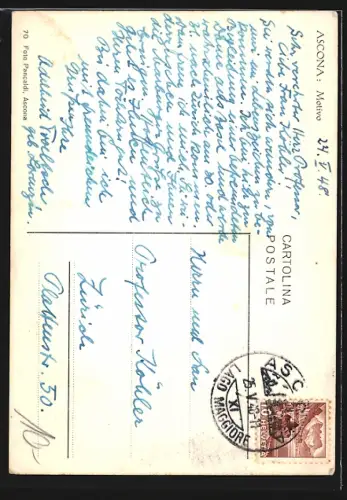 AK Ascona, Strassenpartie mit Blick zum Kirchturm