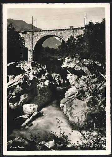 AK Ponte Brolla, Ortspartie mit Brücke