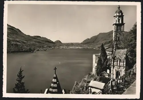 AK Morcote /Lago di Lugano, Panorama mit Turm