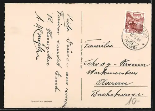 AK Serpiano, Teilansicht mit Blick auf den See