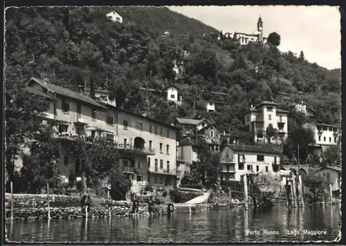 AK Porto Ronco /Lago Maggiore, Panorama mit Kirche