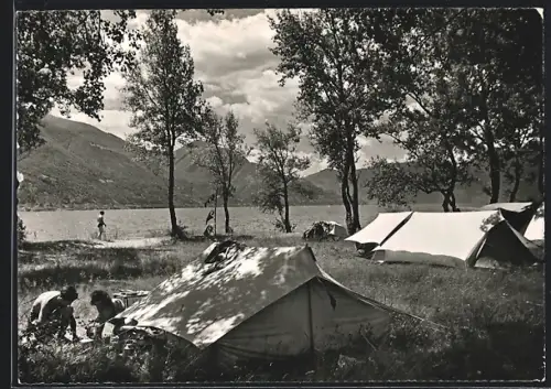AK Ascona /Lago Maggiore, Camping Platz mit Zelten