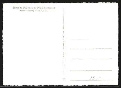 AK Sonogno /Valle Verzasca, Panorama & Monte Zucchero