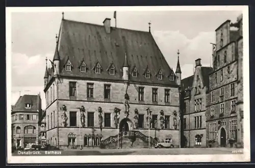 AK Osnabrück, Rathaus mit Strassenpartie