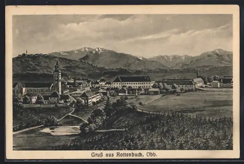 Künstler-AK Rottenbuch /Obb., Blick zum Kloster