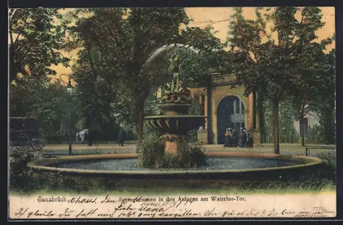 AK Osnabrück, Springbrunnen in den Anlagen am Waterloo-Tor