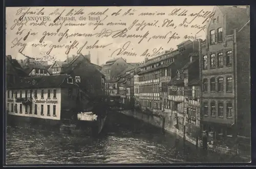 AK Hannover, Insel in der Altstadt mit Schaufenster-Einrichtungsgeschäft