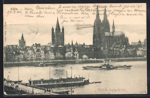 AK Köln /Rhein, Uferpartie mit Dom