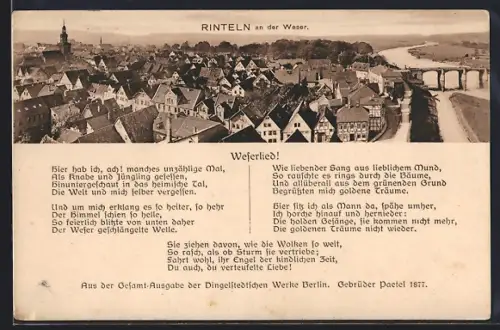 AK Rinteln an der Weser, Teilansicht mit Brücke