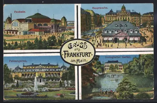 AK Frankfurt, Festhalle, Hauptwache, Zoologischer Garten