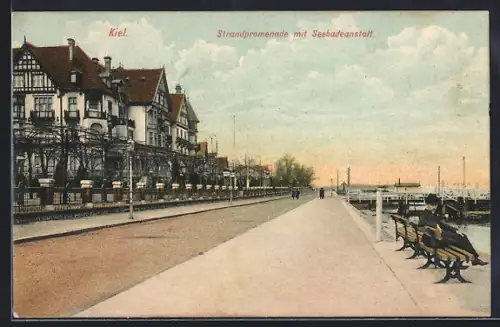 AK Kiel, Strandpromenade mit Seebadeanstalt