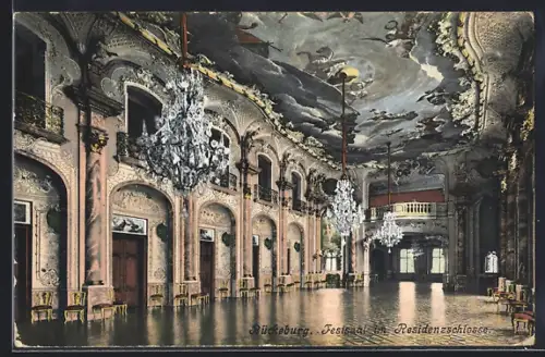 AK Bückeburg, Festsaal im Residenzschloss, Innenansicht