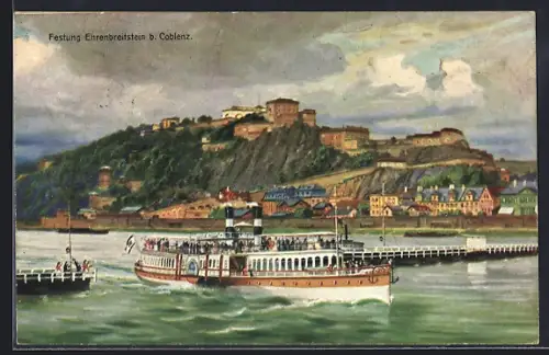 Künstler-AK Ehrenbreitstein, Ansicht der Festung