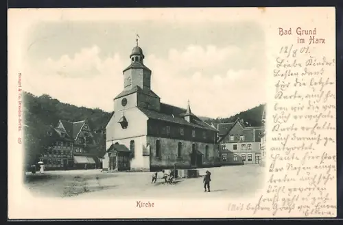 AK Bad Grund im Harz, Blick zur Kirche