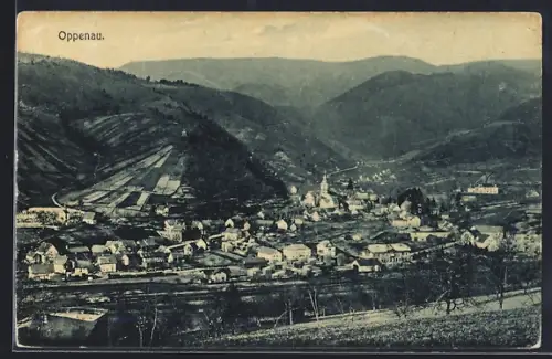 AK Oppenau, Teilansicht mit Bergen