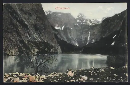 AK Schönau / Königssee, Obersee, Panorama mit Bergen