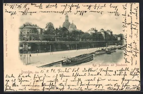 AK Dresden, Königliches Belvedere mit Akademie