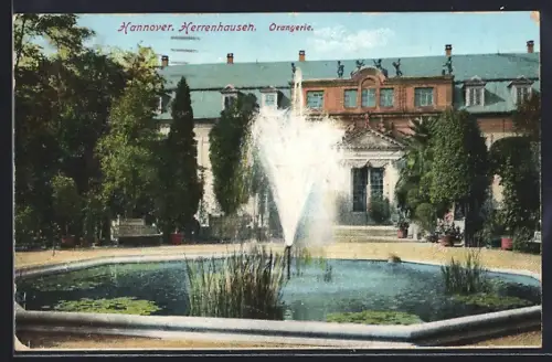 AK Herrenhausen /Hannover, Orangerie, Springbrunnen