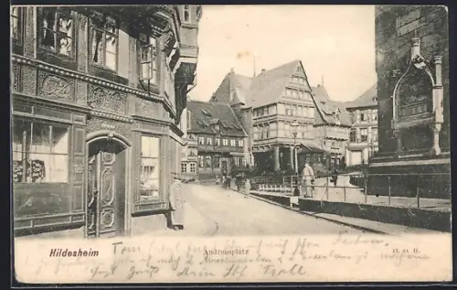 AK Hildesheim, Andreasplatz, Fachwerkhäuser