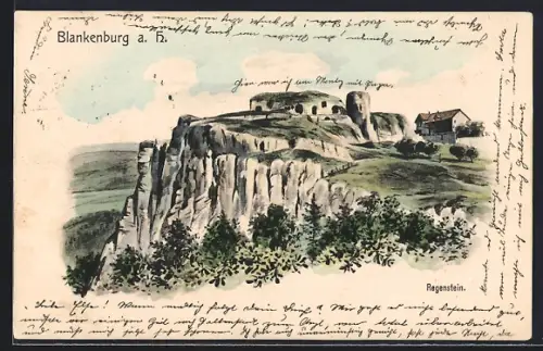 AK Blankenburg a. H., Regenstein, Burgruine, Felsen