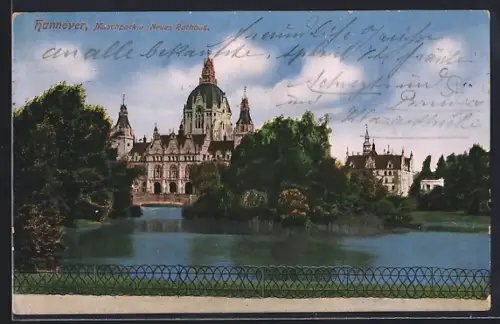 AK Hannover, Maschpark, Neues Rathaus