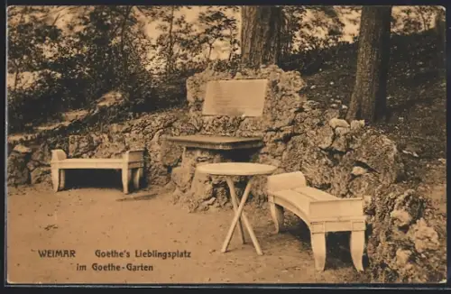 AK Weimar / Thüringen, Goethes Lieblingsplatz im Goethe-Garten
