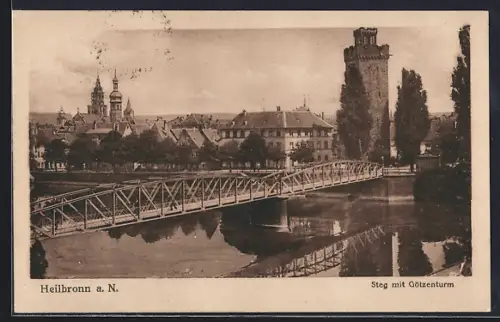 AK Heilbronn a. N., Steg mit Götzenturm