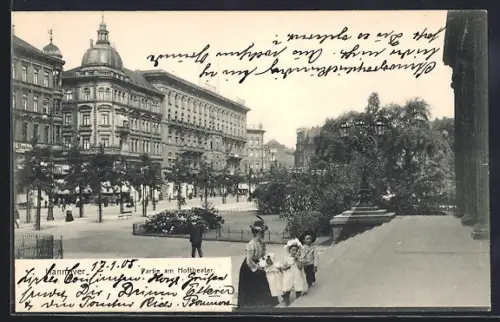 AK Hannover, Partie am Hoftheater, Strassenszene, historische Gebäude