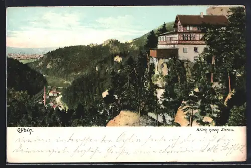 AK Oybin, Blick nach Zittau