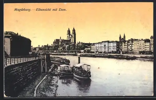 AK Magdeburg, Elbansicht mit Dom