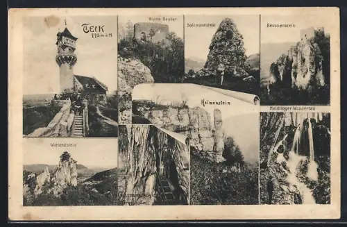 AK Teck, Aussichtsturm, Ruine Rauber, Salzmannstein u.a.
