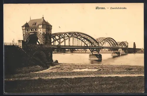 AK Worms, Eisenbahnbrücke
