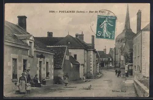 AK Poulaines /Indre, Rue du Pont, Strassenpartie