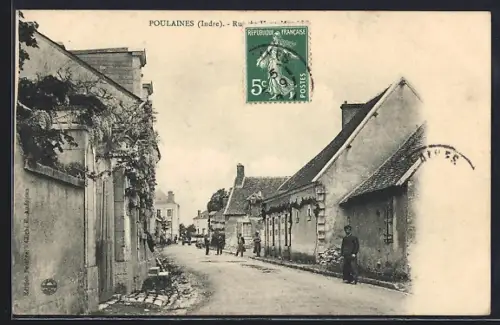 AK Poulaines /Indre, Une rue, Strassenpartie
