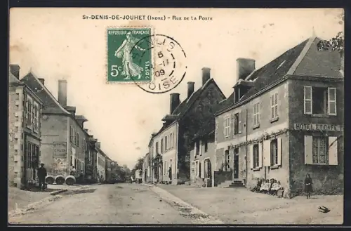 AK St-Denis-de-Jouhet /Indre, Rue de la Poste, Strassenpartie