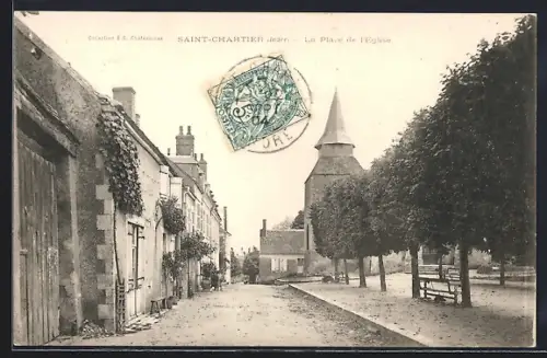 AK Saint-Chartier /Indre, La Place de l`Église