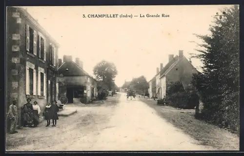 AK Champillet /Indre, La Grande Rue, Strassenpartie