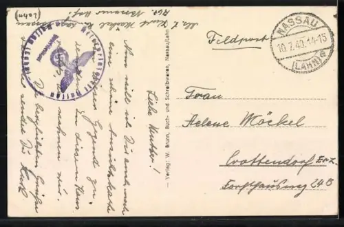 AK Bad Nassau, Lahnpartie, Reichsadler mit 