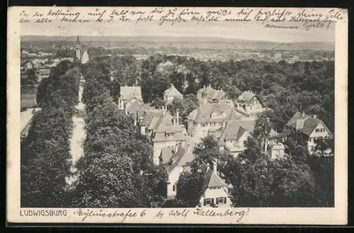 AK Ludwigsburg / Württemberg, Blick auf Villenviertel und Kirche