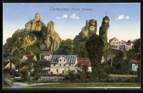 AK Tüchersfeld, Felsformationen und Ortsansicht