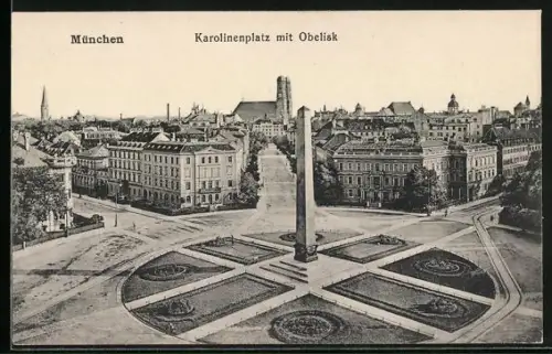 AK München, Karolinenplatz mit Obelisk