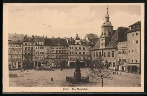 AK Jena, Marktplatz, Brunnen, Rathaus