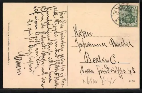 AK Jena, Marktplatz, Brunnen, Rathaus