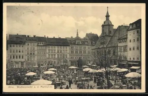 AK Jena, Wochenmarkt a. d. Marktplatz