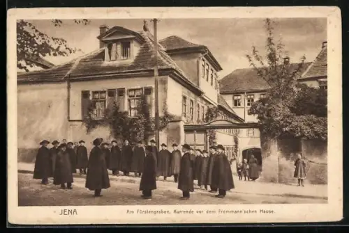 AK Jena, Am Fürstengraben, Kurrende vor dem Frommannschen Hause
