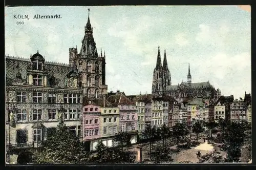 AK Köln, Altermarkt, Rathaus, Dom