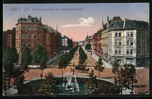 AK Köln-Neustadt, Barbarossaplatz mit Hohenstaufenring